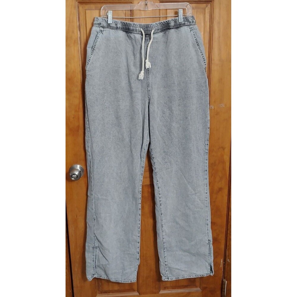Pilcro Womens Jeans Large Tall Draw String Stretch Waist Straight Leg Acid Wash